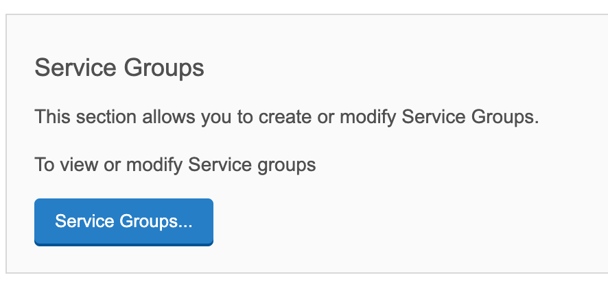 Shows the Service Groups button on the Service groups section.