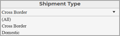Shipment Type menu: Cross Border, Domestic.