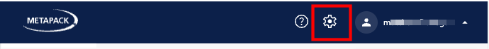 Metapack DM Navigation bar. The gear icon for Setup is shown selected.