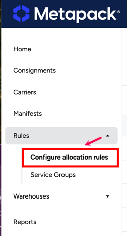 Rules Configure-Allocation-Rules shows when already on Allocation Rules page